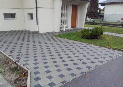 Pose paves beton